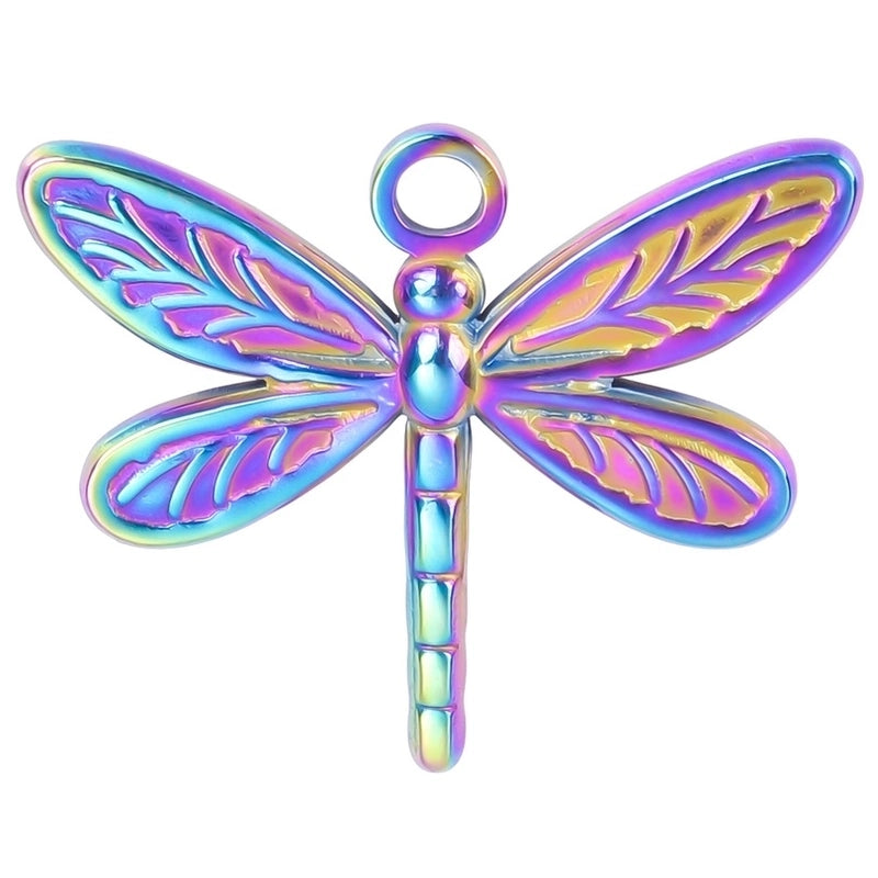 3 Pieces Retro French Style Dragonfly 304 Stainless Steel Plating Pendant Necklace