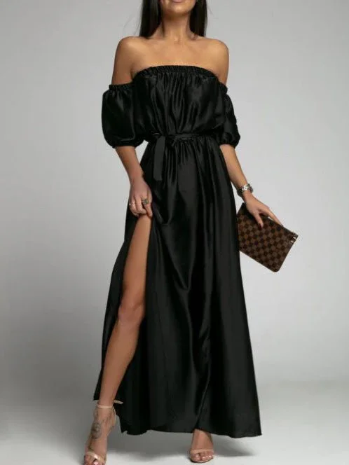 Women's Dresses One-Shoulder Short Sleeve Slit Dress