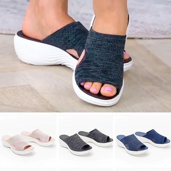 Knitted wedge sports corrective sandals