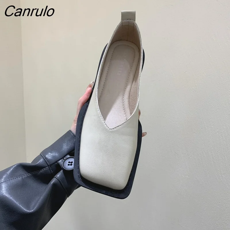 Canrulo Spring Women Classic Pumps Slip On Shoes Ladies Elegant Low Heel Female High Quality Party Shoes sandalias mujer