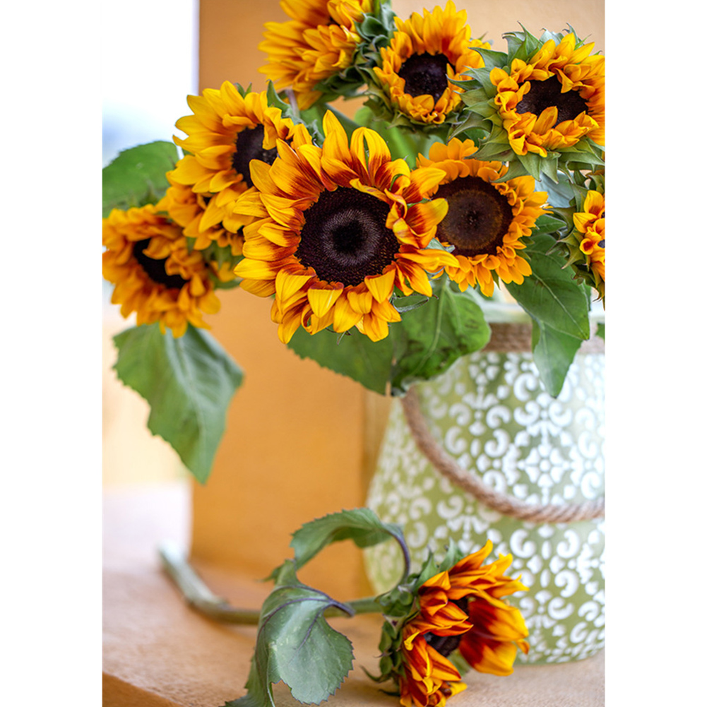 

30*40CM - Round Drill Diamond Painting - Sunflower Vase, 501 Original