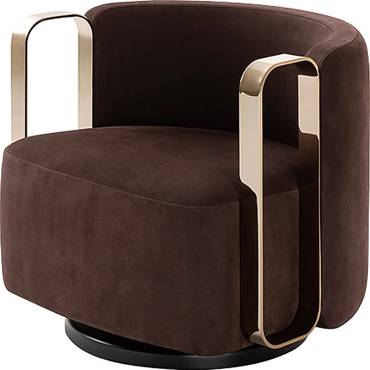 Homemys Modern Swivel Accent Chair Upholstered Arm Chair Metal in Gold Finish