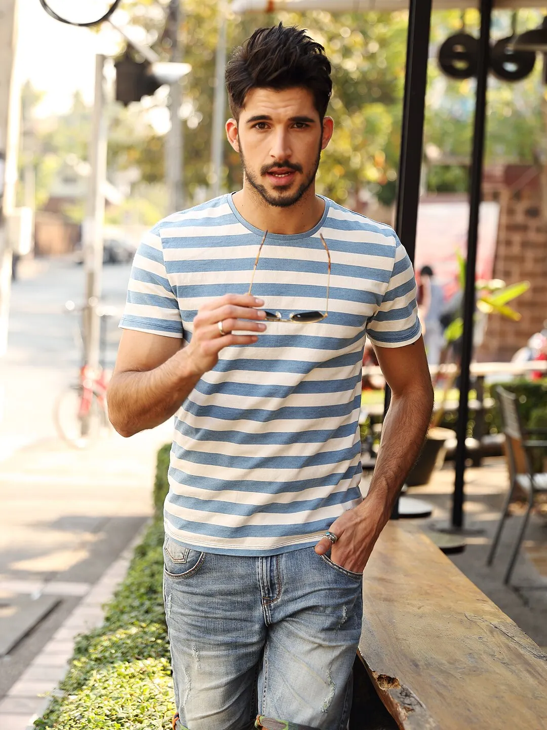 SIMWOOD 2021 Summer New Regular Fit Striped T-shirts Men Classical Blue Breton Top Plus Size Brand Clothing SK130713
