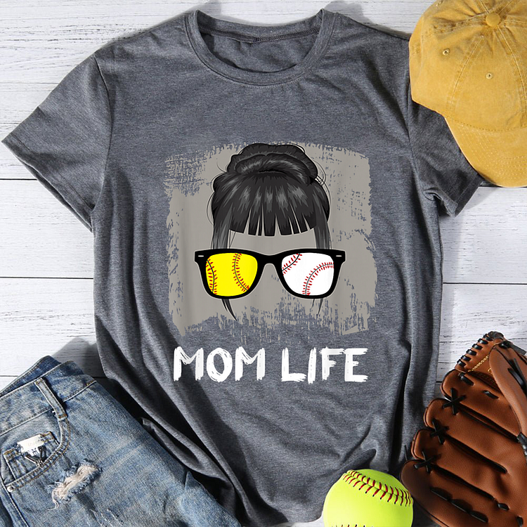 Mom life Sport Mother Sunglasses Softball Baseball T-Shirt Tee-Annaletters