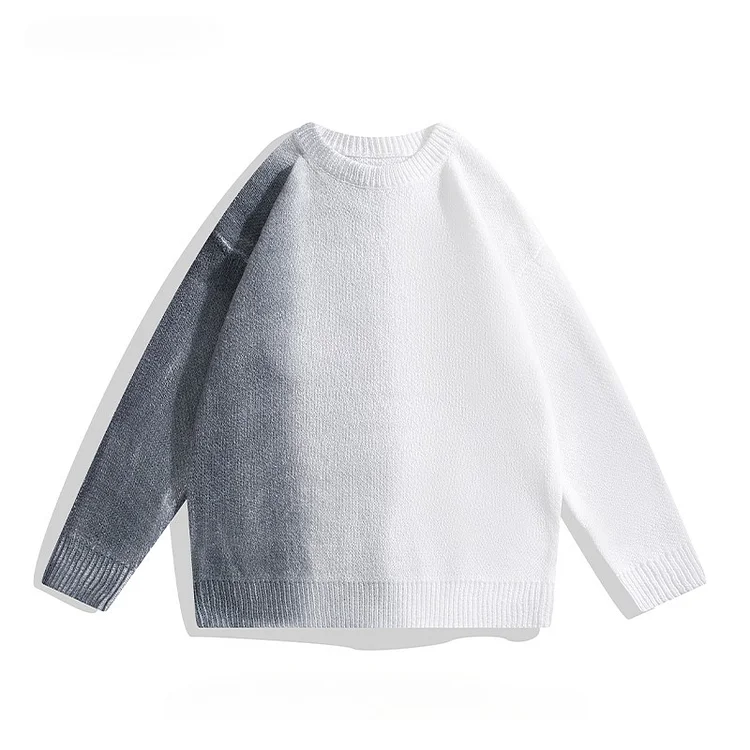 Traceeye Men's High-end Gradient Color Knitted Sweaters Autumn Winter Trendy Street Korean Style Casual Versatile Age-reducing Pullovers
