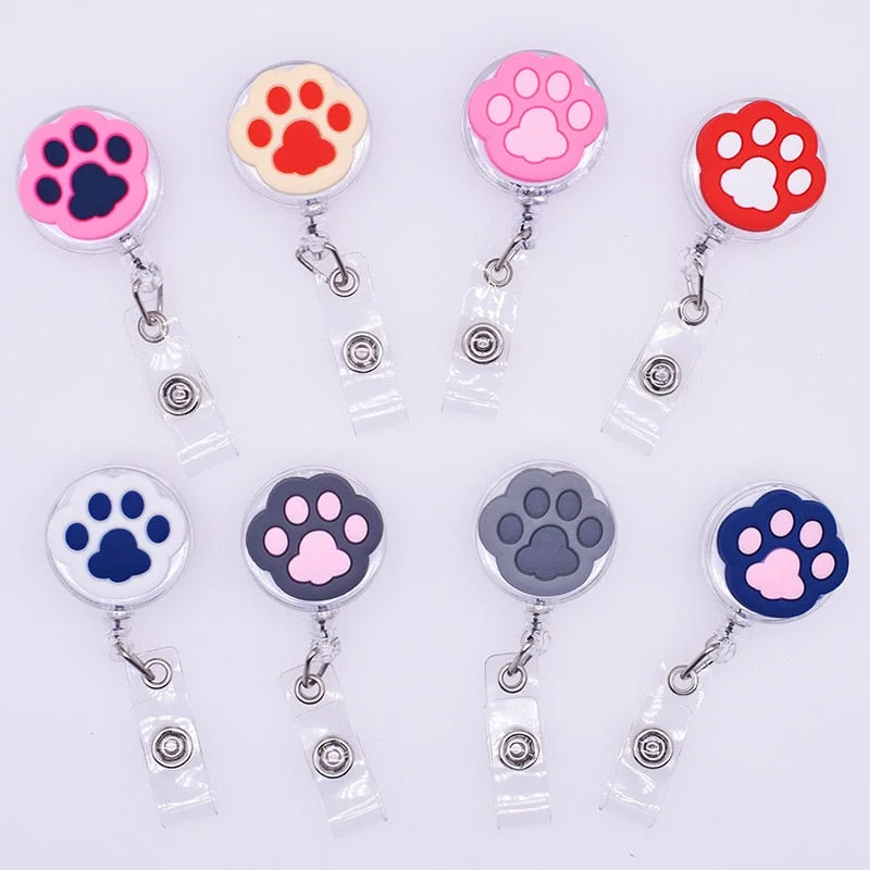 New High Quality PVC Cartoon Cat Paw Retractable Nurse Badge Holder Cute Doctor Students ID Card Holder