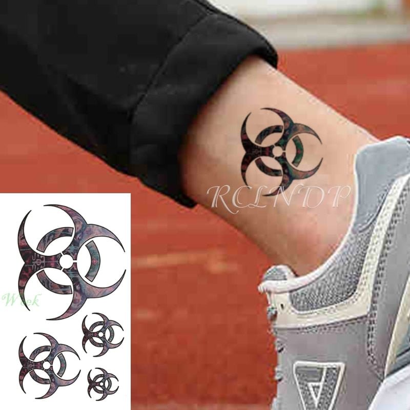 Waterproof Temporary Tattoo sticker Biological hazard Biohazard danger peace day tatto flash tatoo fake tattoos for men women