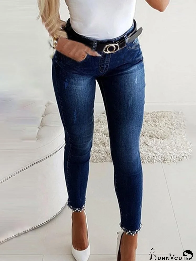 Bow Cuff Skinny Jeans