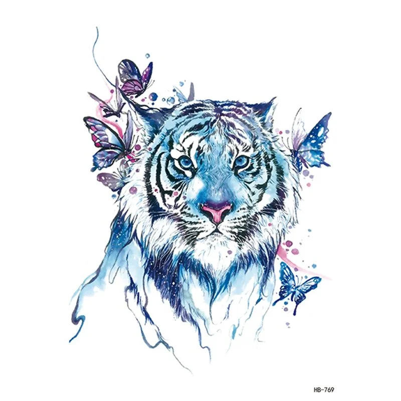 Sdrawing Temporary Tattoos Man Forest Color Painting Tattoo Sticker Tiger Wolf Fake Tattoo for Women Tatto Sleeves for Arm