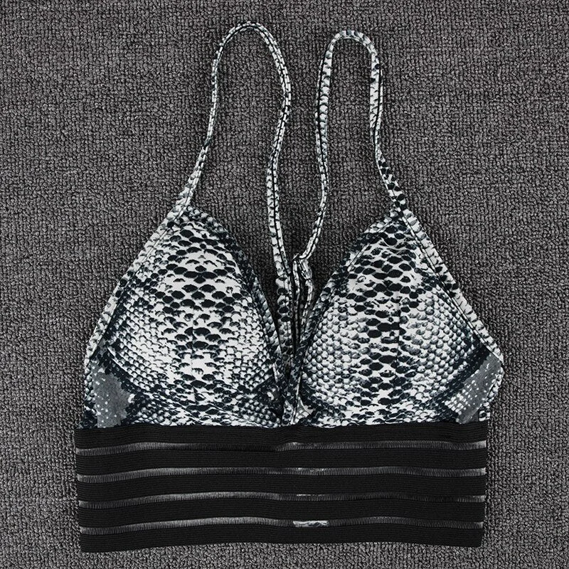 Printed Fashion Fitness Gym 2 Piece Set Women Sexy Snake Elastic Tracksuit Sportswear Thin Soft Workout Bra and Leggings Set