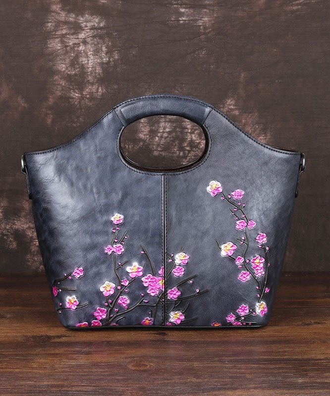 Classy Grey fashion Embossing Paitings Calf Leather Tote Handbag CK1048- Fabulory