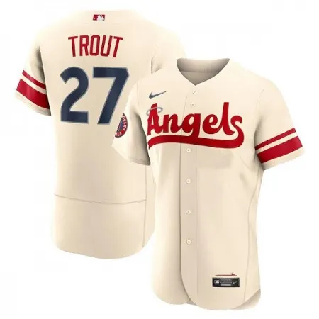 Men's Los Angeles Angels #27 Mike Trout 2022 Cream City Connect Flex Base Stitched Jersey ZWHK