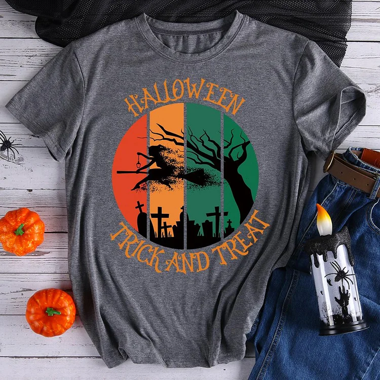 Halloween Trick and Trea T-Shirt-06868-Annaletters