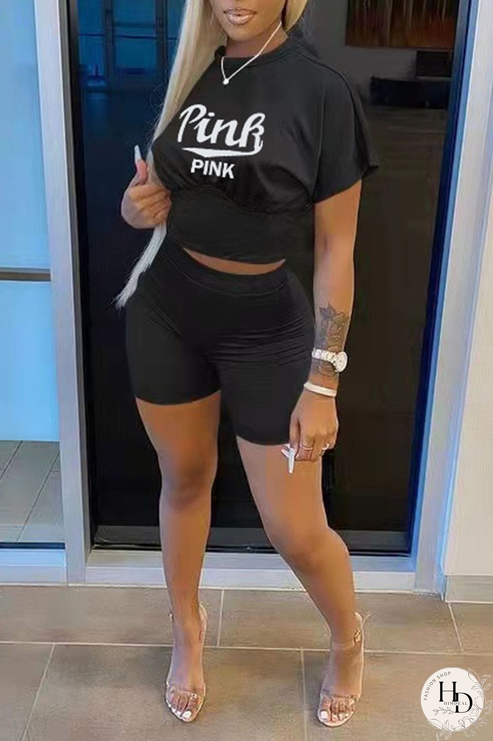 Burgundy Casual Print Patchwork O Neck Short Sleeve Two Pieces