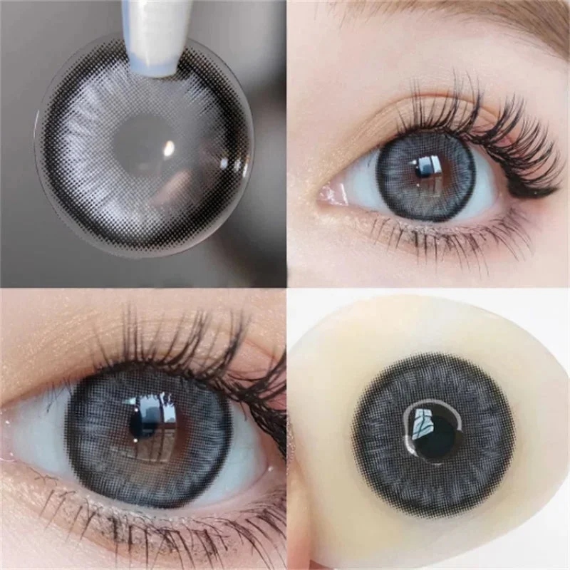 Sdrawing 1pair/2pcs Black Large Diameter Color Contact Lenses Men with Diopter Myopia Fashion Color Contact Lenses Natural