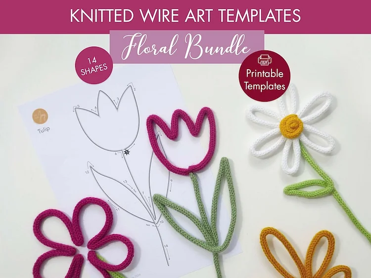 14PCS Flowers Knitted Wire Art Patterns