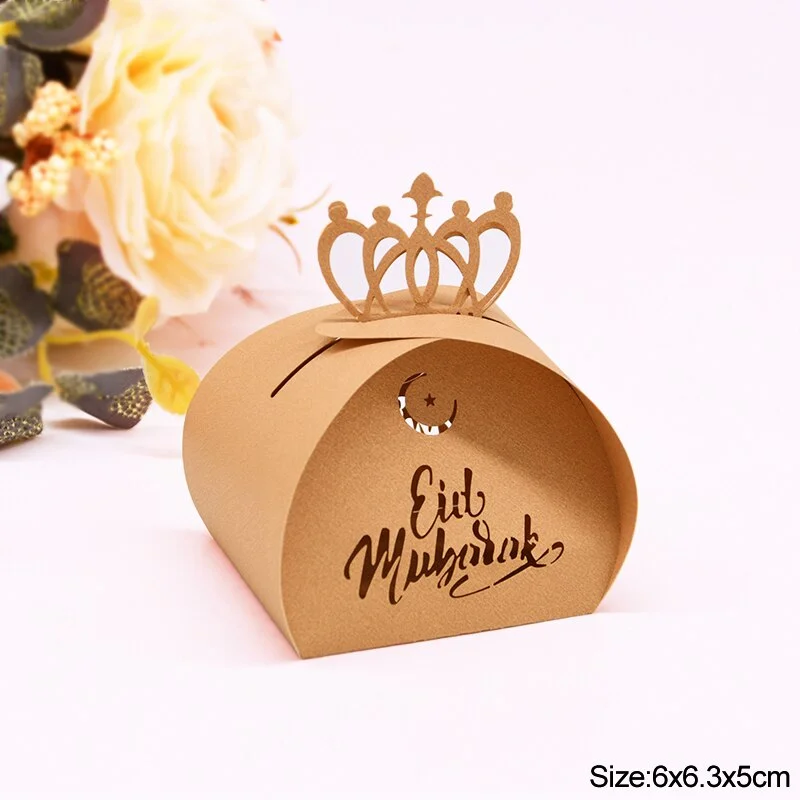 10/20pcs EID Mubarak Chocolate Candy Box Cookie Gift Packaging Boxes Bag Ramadan Kareem Decoration Islamic Muslim Party Supplies