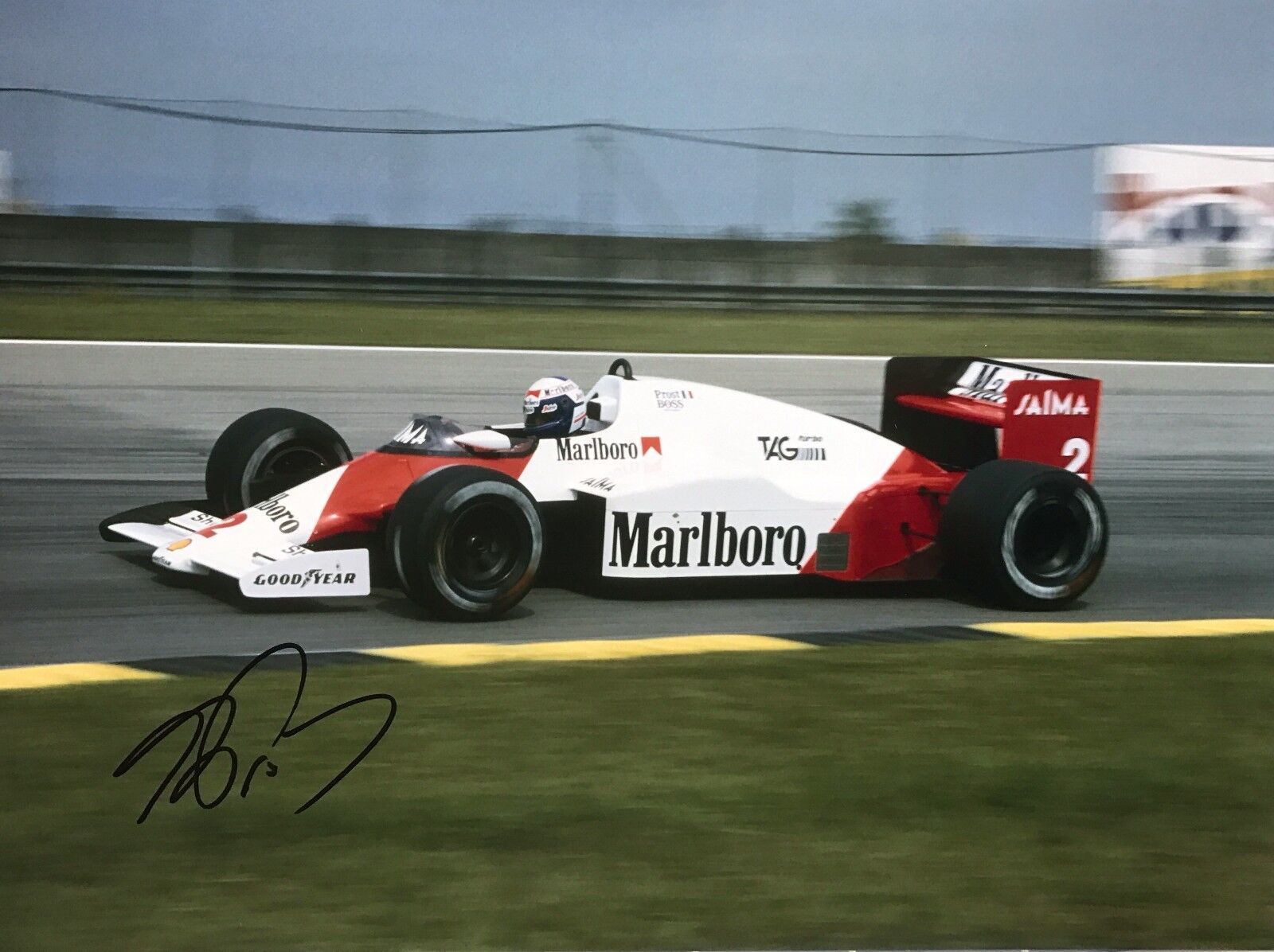 Alain Prost Hand Signed Marlboro McLaren F1 16x12 Photo Poster painting 7.