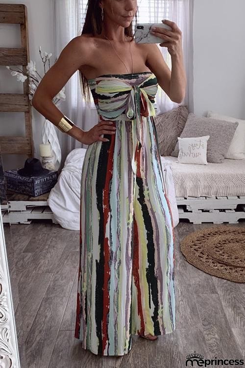 Bow Tie Strapless Jumpsuit