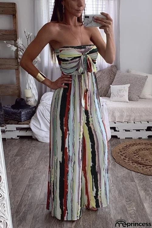 Bow Tie Strapless Jumpsuit