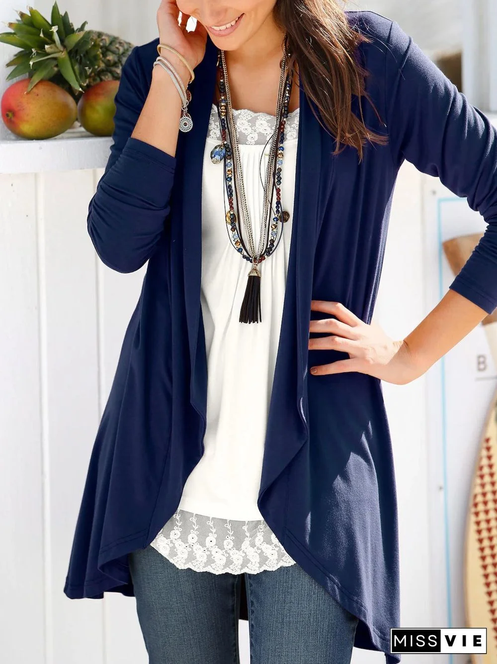 Plain Shawl Collar Casual Other Coat