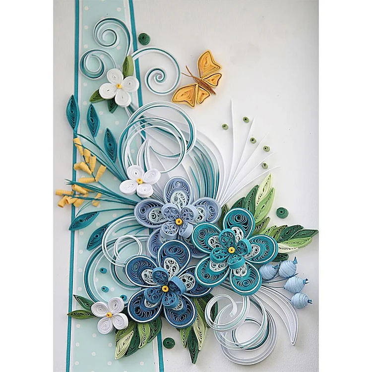 Paper Quilling Butterfly Flowers - Full Round Drill Diamond Painting - 30x40cm(Canvas)