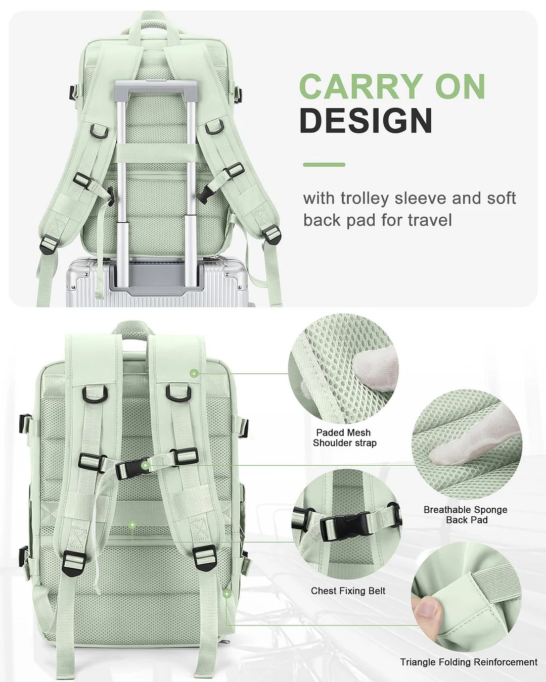 Outdoor Travel backpack large Capacity carry on  Airline Flight with USB Charging Port with shoe compartment