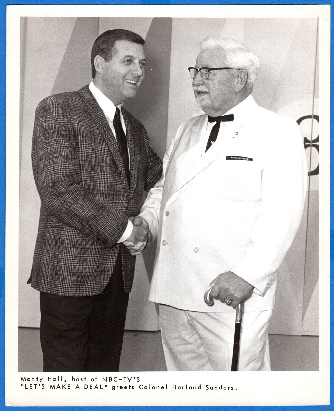 COLONEL SANDERS MONTY HALL Let's Make A Deal TV Show Vintage 8x10 Promo Photo Poster painting