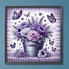 Purple Flower Butterfly-Full Round Diamond Painting 30*30CM