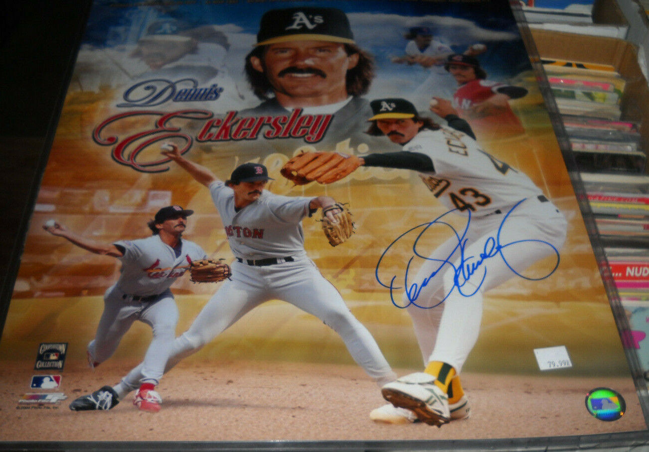 DENNIS ECKERSLEY AUTOGRAPH SIGNED 16X20 Photo Poster painting COA BOSTON RED SOX ATHLETICS