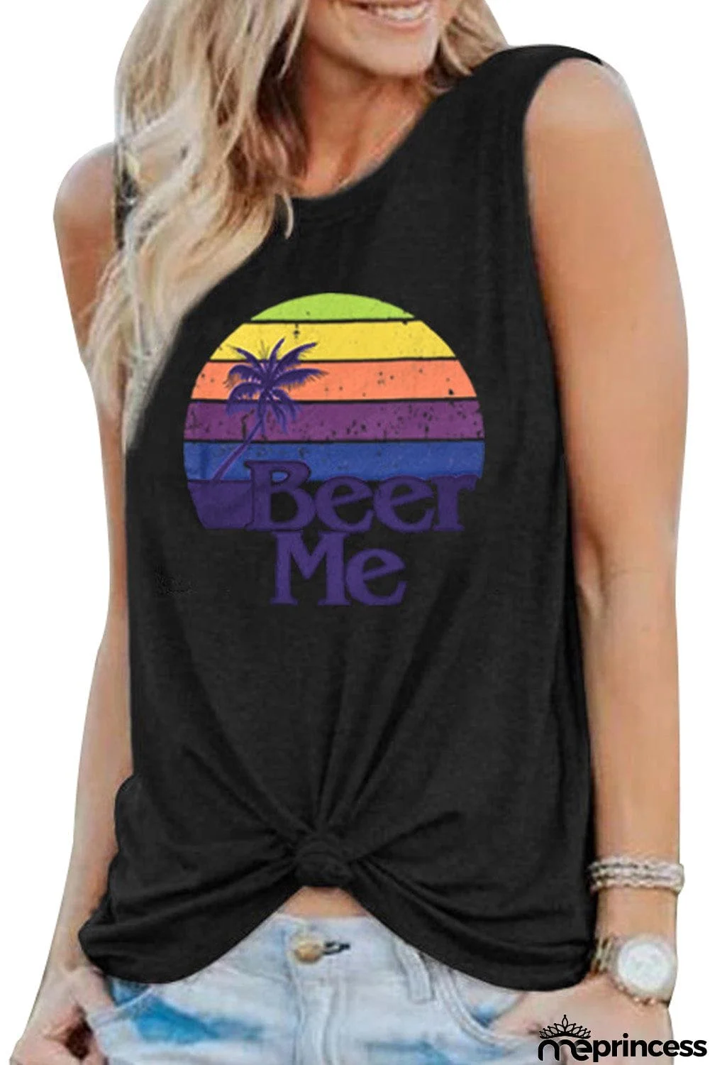 Beer Me Casual Black Tank