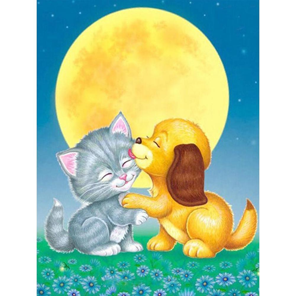 

Moon Cat Dog - Round Drill Diamond Painting - 30*40CM, 501 Original