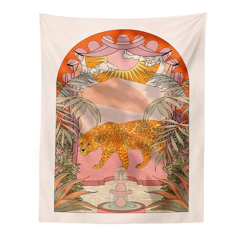 Mandala Tarot Card Pattern Blanket Tapestry Wall Hanging Tapestries Bedroom Bedspread Throw Cover Sun Moon Wall Decor 95x73CM