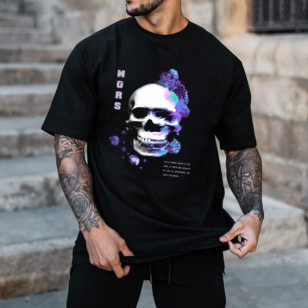 MORS SKULL LIFE IS SHORT DEATH IS FOREVER GRAPHIC PRINT T-shirt