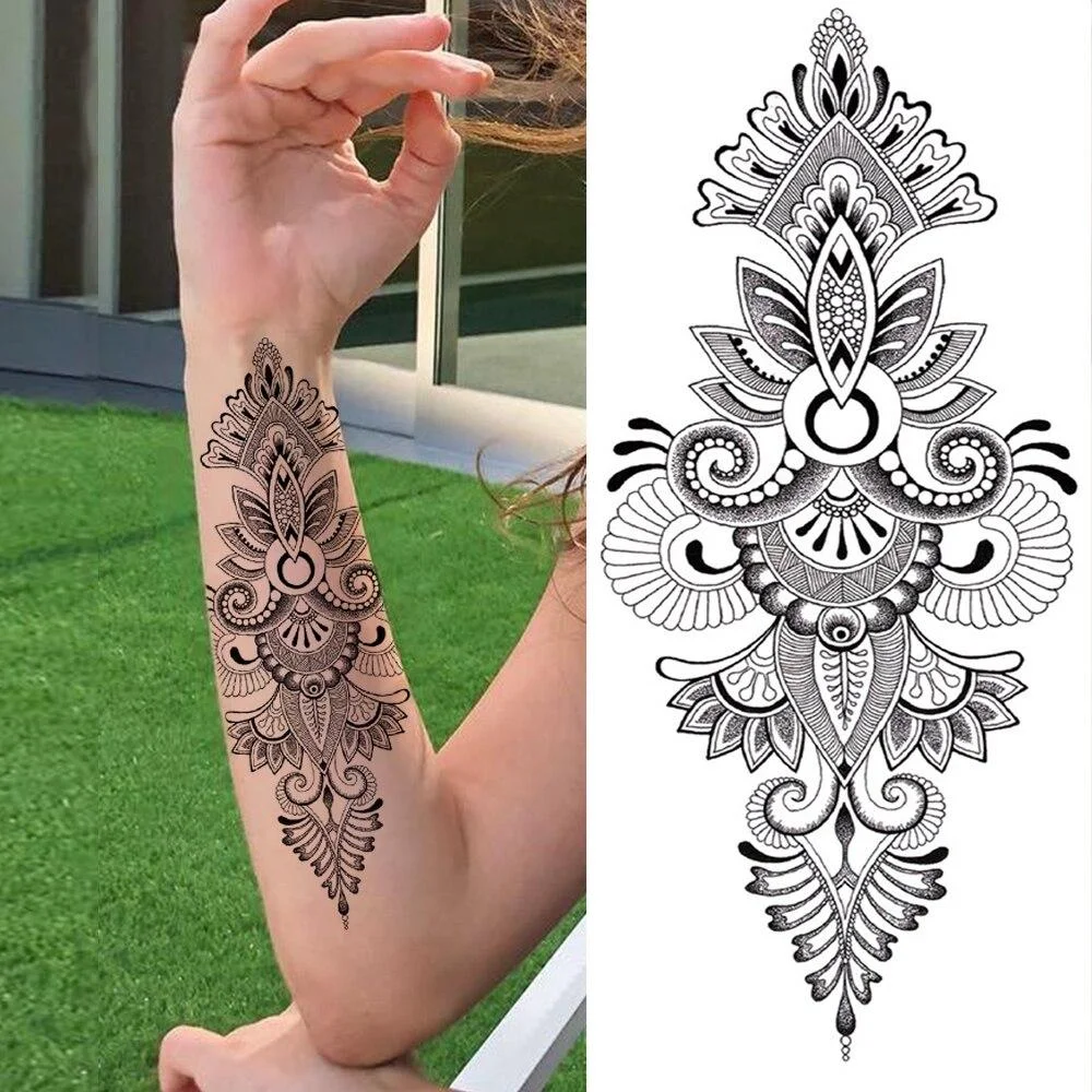 Large Realistic Flower Fake Tattoo Stickers For Woman Female Azalea Snake Flower Temporary Tattoos Body Art Water Transfer Tatoo 1103