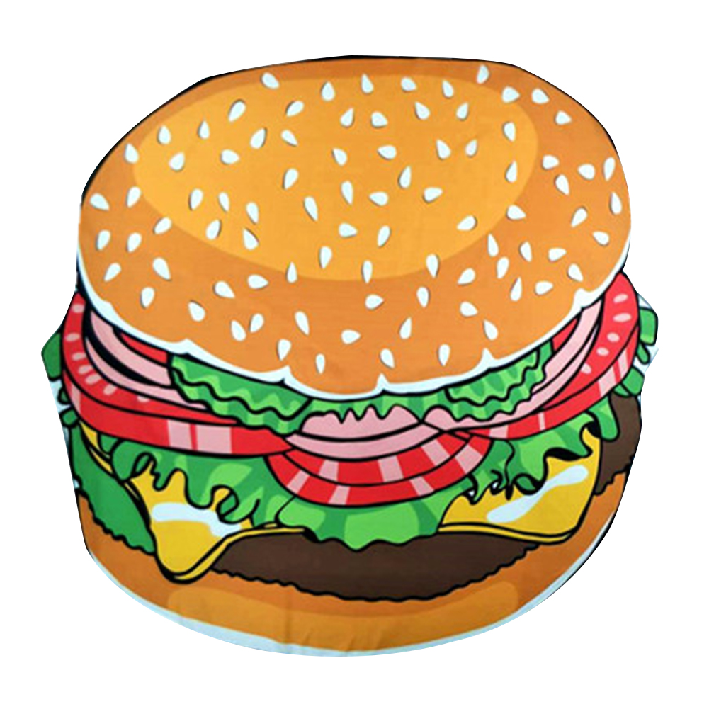 

Large Round Beach Towel Print Shower Floor Mat Tapestry Shawl (Hamburger, 501 Original