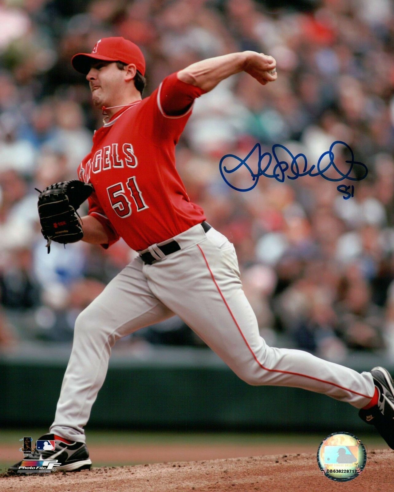 Joe Saunders Signed 8X10 Photo Poster painting Autograph Anaheim Angels Road Blue Ink Auto COA