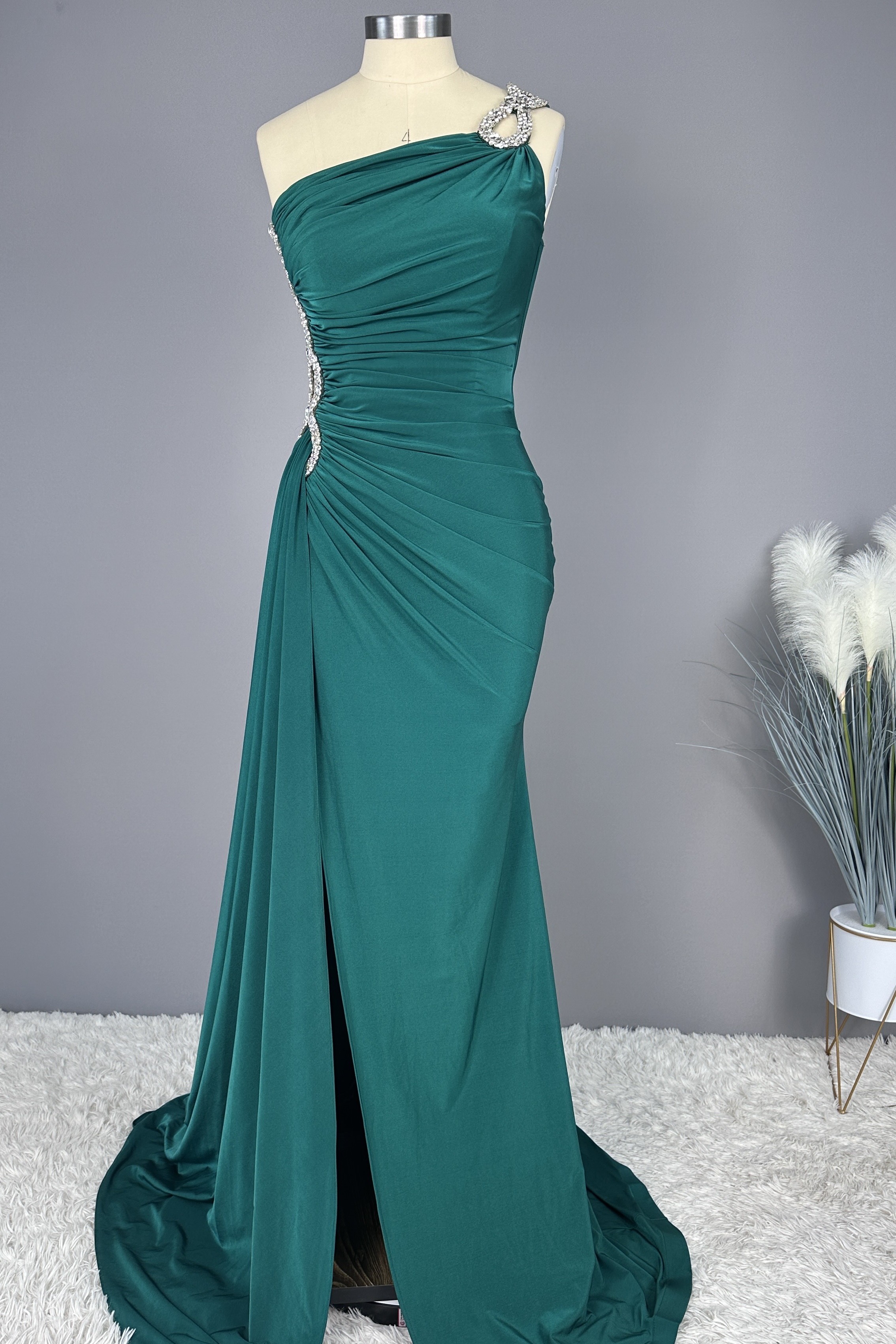 Shop 2020 Emerald Green Long Strapless Backless Prom Dresses with Pocket  under 120