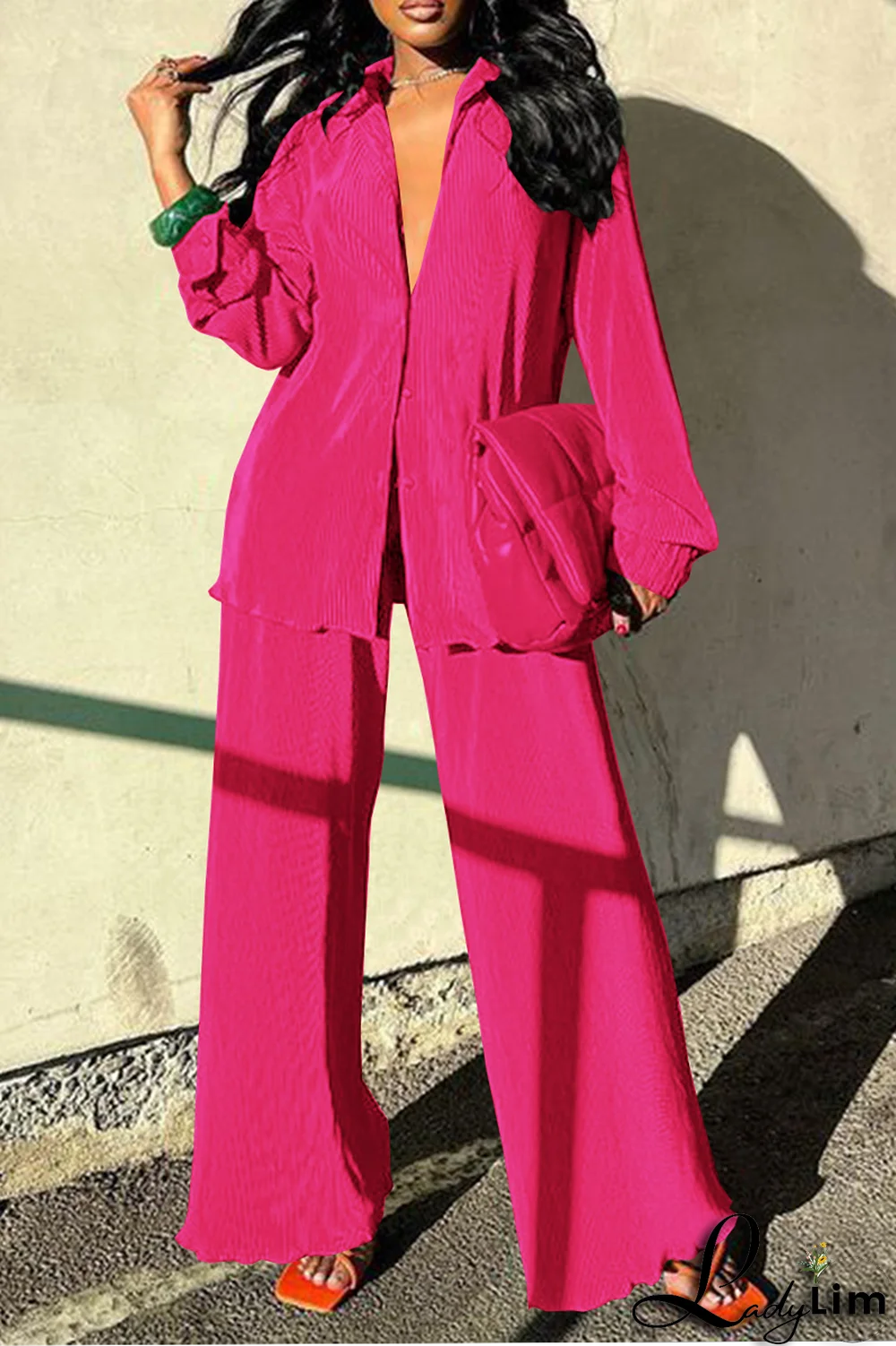 Blue Casual Solid Patchwork Turndown Collar Long Sleeve Two Pieces