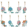 8pcs Flower High Heels DIY Diamond Painting Double Sided Keychains