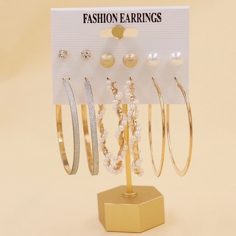 1 Set Minimalist Circle Heart Shape Butterfly Metal Plating Inlay Pearl Women’s Earrings