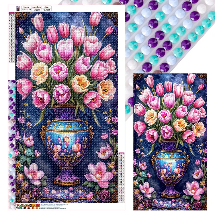 Tulip Vase 40*70CM (Canvas) Full Round Drill Diamond Painting gbfke