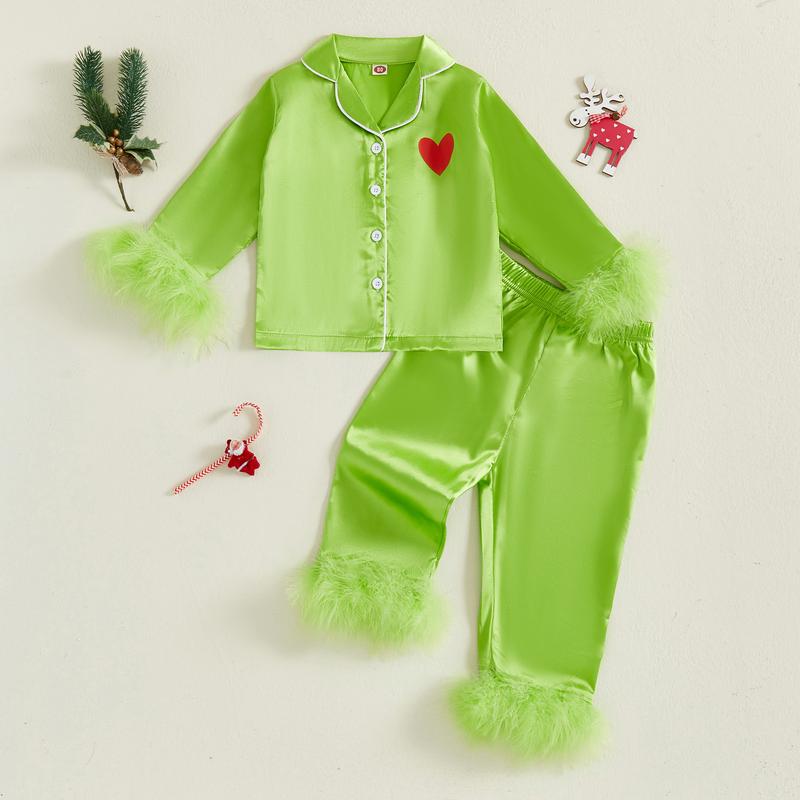 REDWOON Mommy and Me Pajamas Christmas Family Matching Sleepwear Long Sleeve Lapel V Neck Button Down Tops and Elastic Waist Pants Loungewear