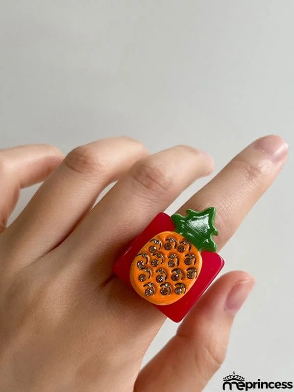 Geometric Fruit  Rhinestone Rings Accessories