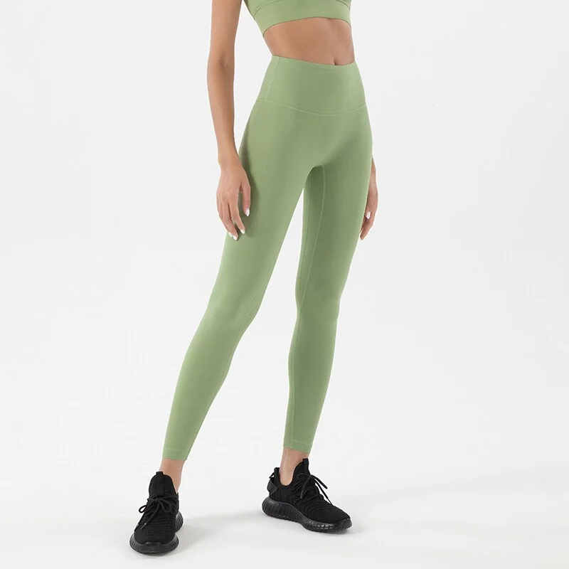 Uveng SOISOU Tights Women Nylon Yoga Pants High Waist Leggings Sport Women Fitness Elastic Sweat Pants For Women Leggings 2022 6 Color