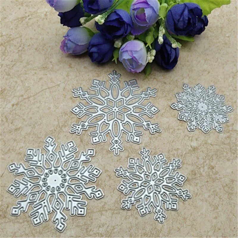 4pcs/set Snowflake Cutting Dies Christmas Dies Metal Cutting Dies Stencils for DIY Scrapbooking Album Stamp Paper Card Embossing