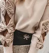 Solid Color Round Neck Sequin Knitted Top With Hollow Sleeves