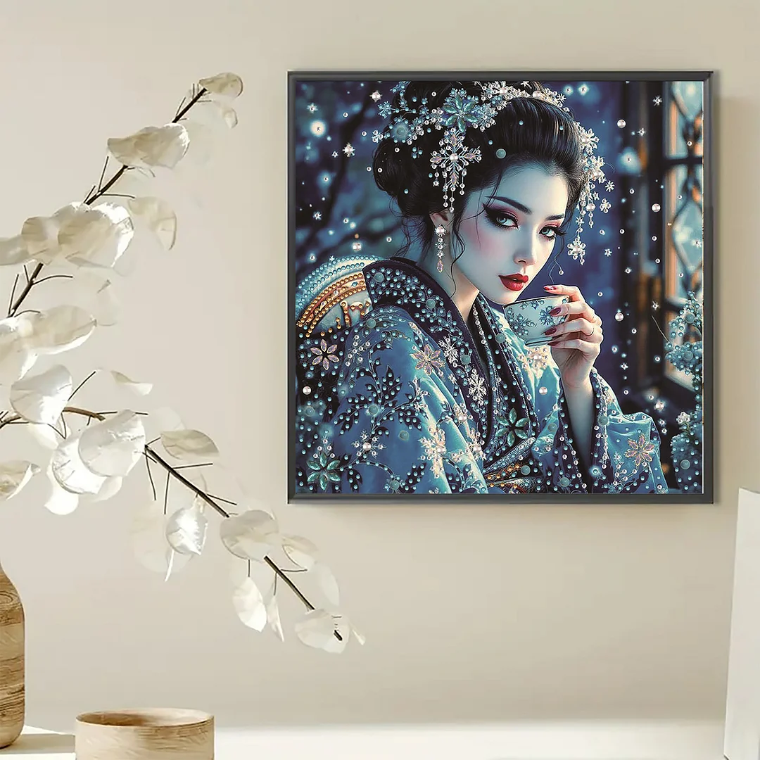 Diamond Painting - Partial Special Shaped Drill - Snow Geisha(Canvas|30x30cm)