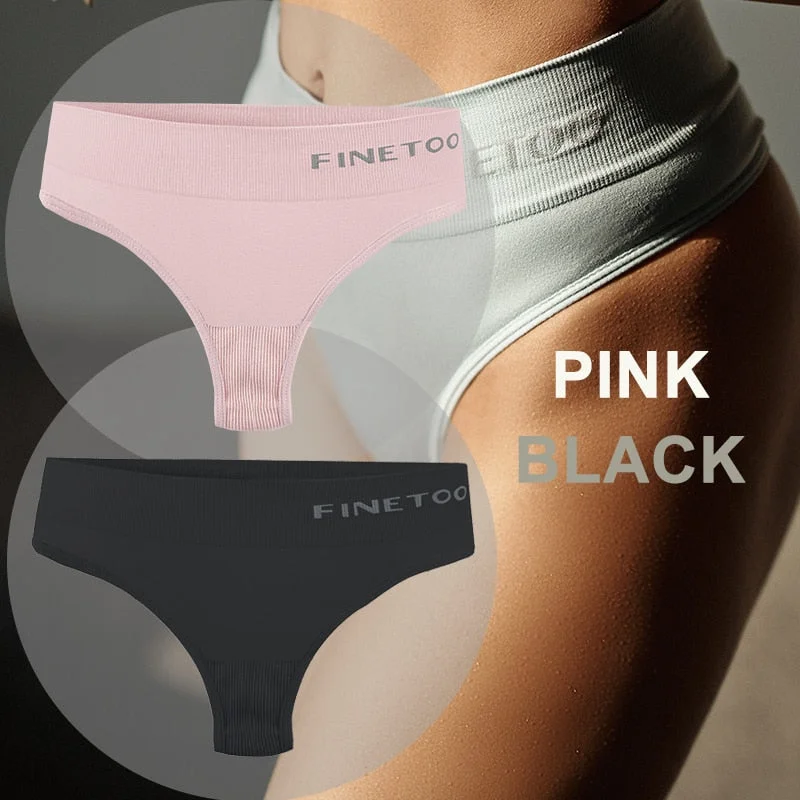 FINETOO 2PCS/Set Women Lingerie M-2XL Bodyshaper Gstring Panties High Waist Seamless Tummy Control Panty Underwear Female Thong