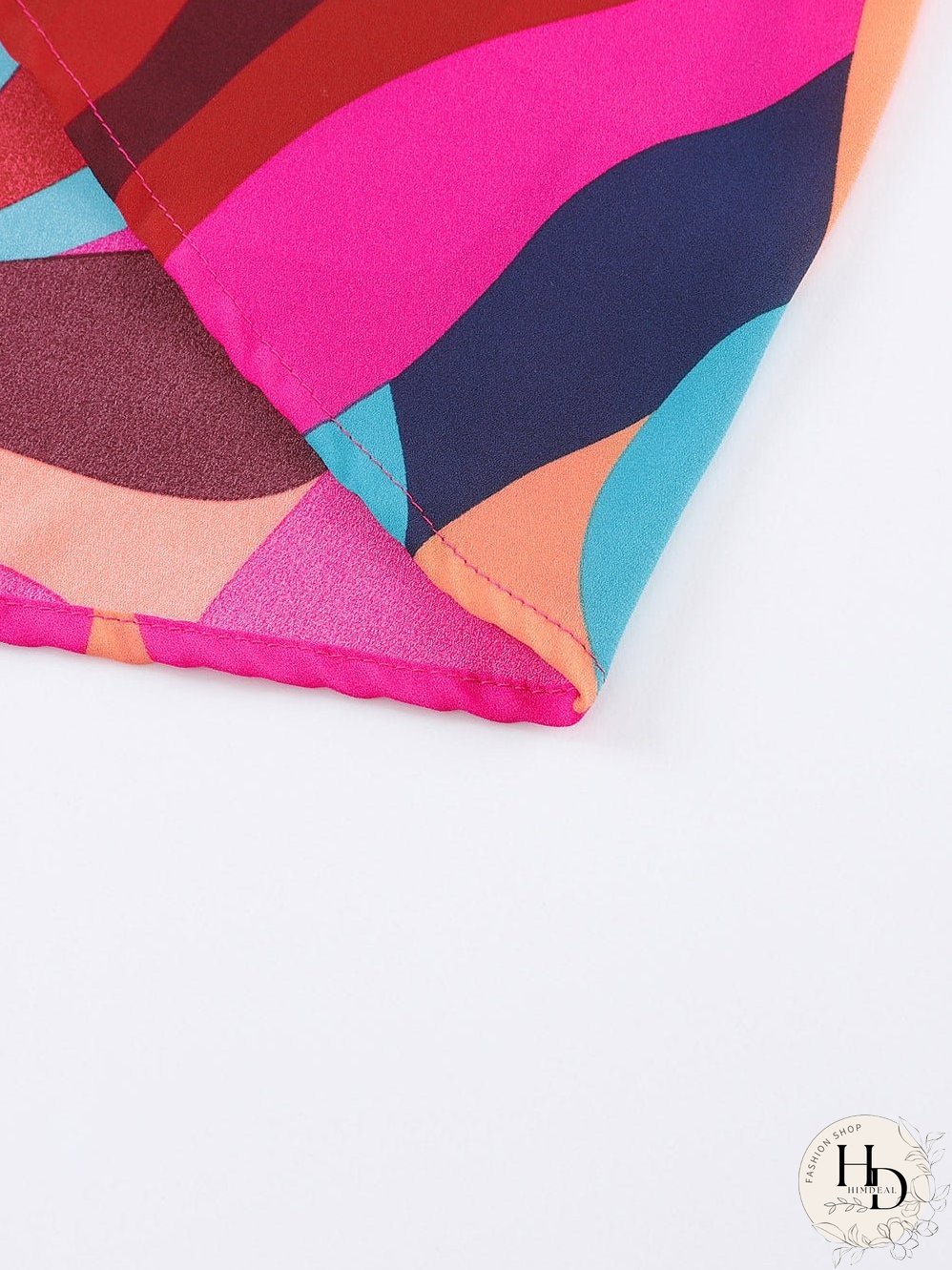 Lapel Print Lace-Up Long Sleeve Dress